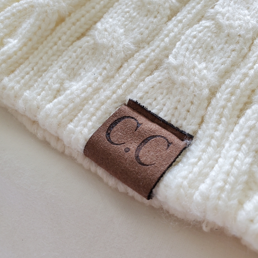 CC ivory cable knit beanie hat - Picture 7 of 7